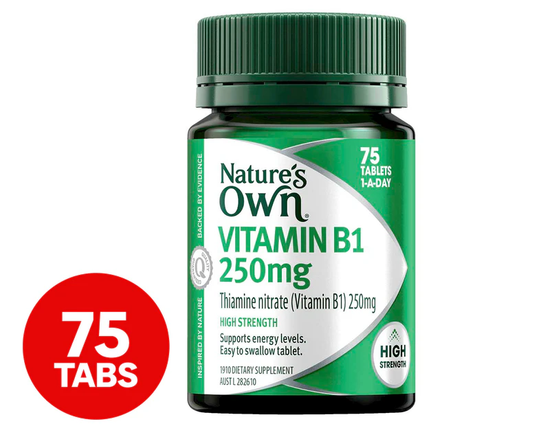 Nature's Own Vitamin B1 250mg with Vitamin B for Energy and Heart Health 75 Tablets
