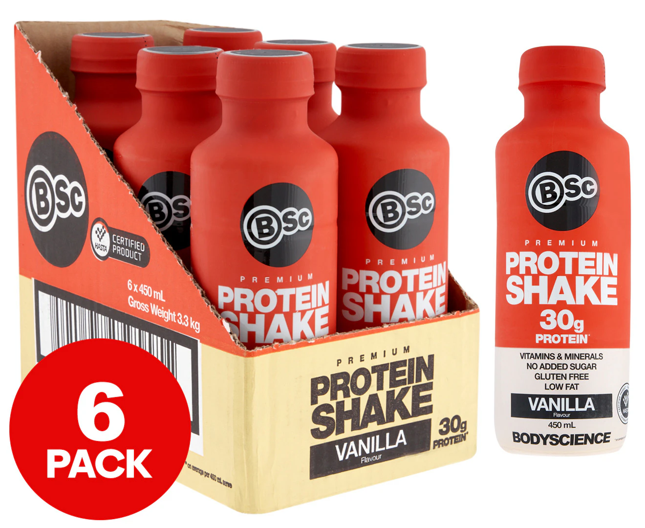 6 x BSc Premium Protein Shake Vanilla 450mL