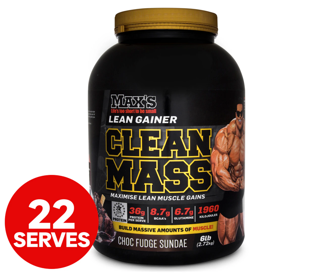 Max's Clean Mass Lean Gainer Protein Powder Choc Fudge Sundae 2.72kg