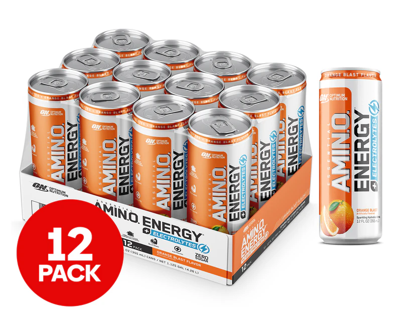 12 x Essential Amino Energy + Electrolytes Sparkling Hydration Drink Orange 355mL