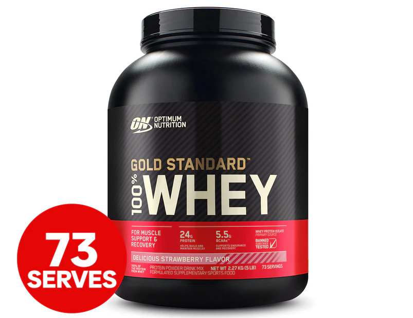 Optimum Nutrition Gold Standard 100% Whey Protein Powder Delicious Strawberry 5lb