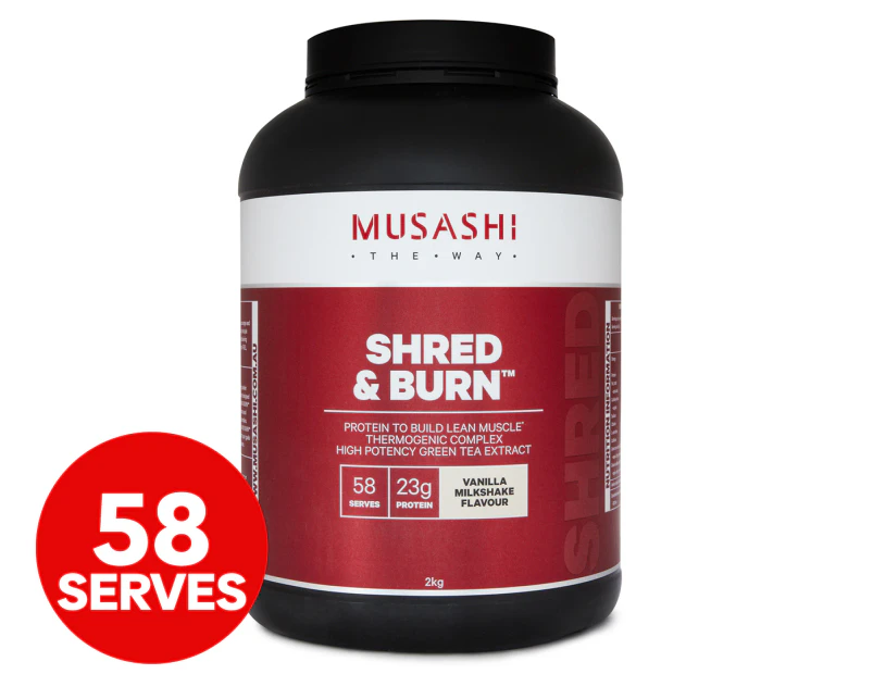 Musashi Shred & Burn Protein Powder Vanilla Milkshake 2kg