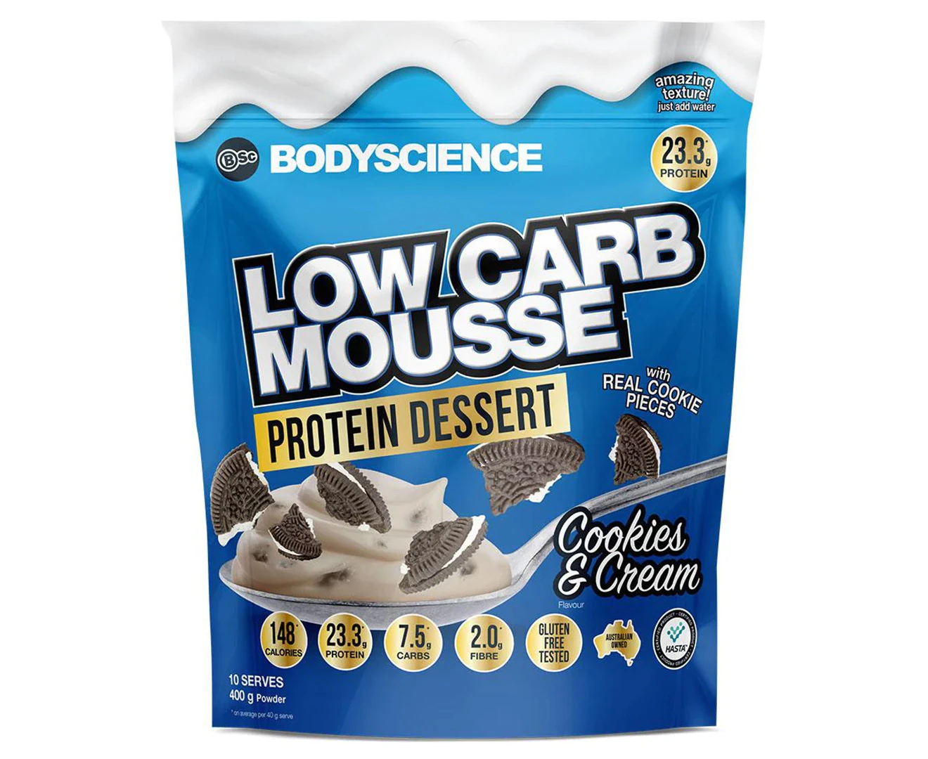 BSc Low Carb Mousse Protein Dessert Cookies & Cream 400g