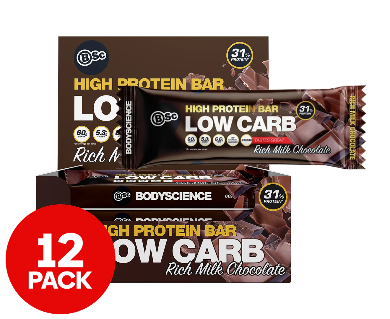 12 x BSc High Protein Bar Rich Milk Chocolate 60g