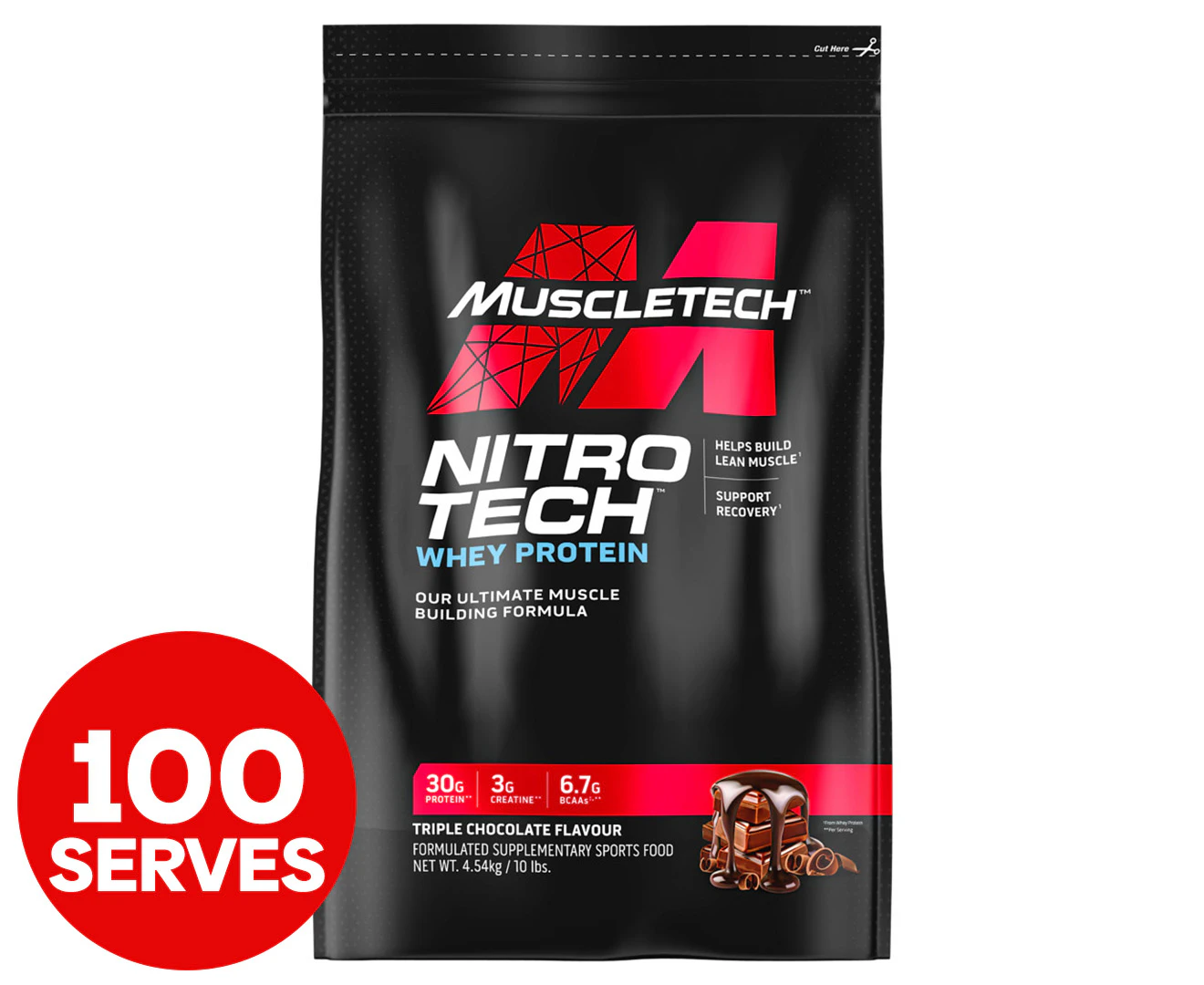 Muscletech NitroTech Whey Peptides & Isolate Protein 10 lbs (4.54 kg) - Chocolate