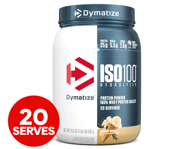 Dymatize ISO100 Hydrolyzed Whey Protein Powder Gourmet Vanilla 610g / 20 Serves