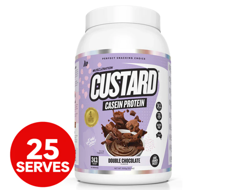 Muscle Nation Custard Casein Protein Double Chocolate 1kg / 25 Serves