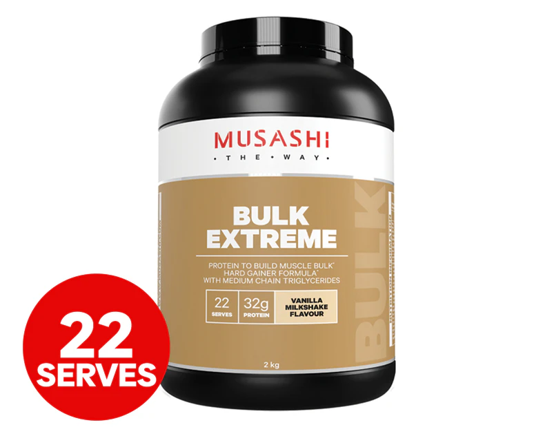 Musashi Bulk Extreme Protein Powder Vanilla Milkshake 2kg / 22 Serves
