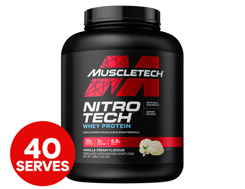 Muscletech Nitro-Tech Whey Isolate Protein Powder Vanilla Cream 1.8kg / 40 Serves