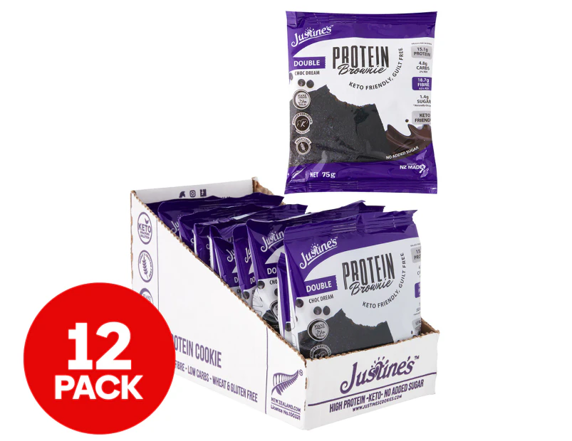 12 x Justine's Protein Brownie Double Choc Dream 75g