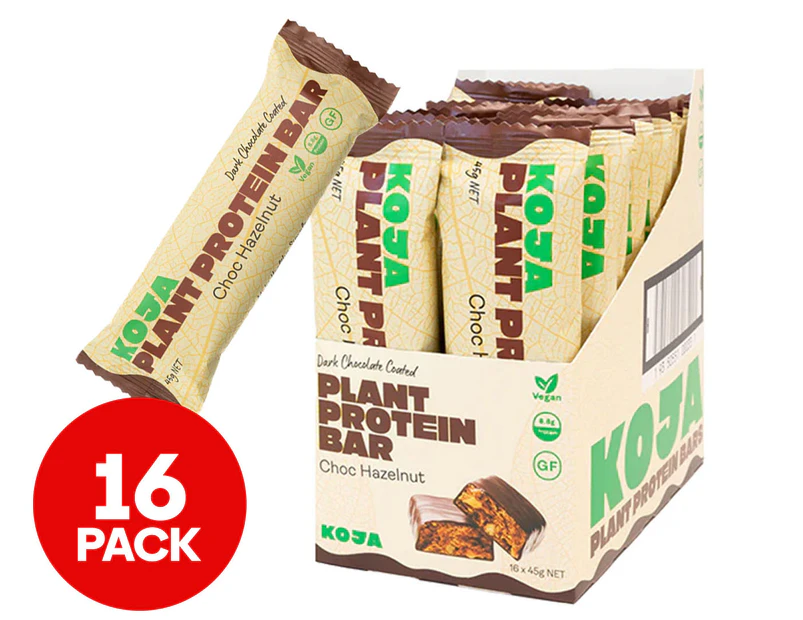 KOJA CHOC PROTEIN BAR CHOC HAZELNUT 45G X 16