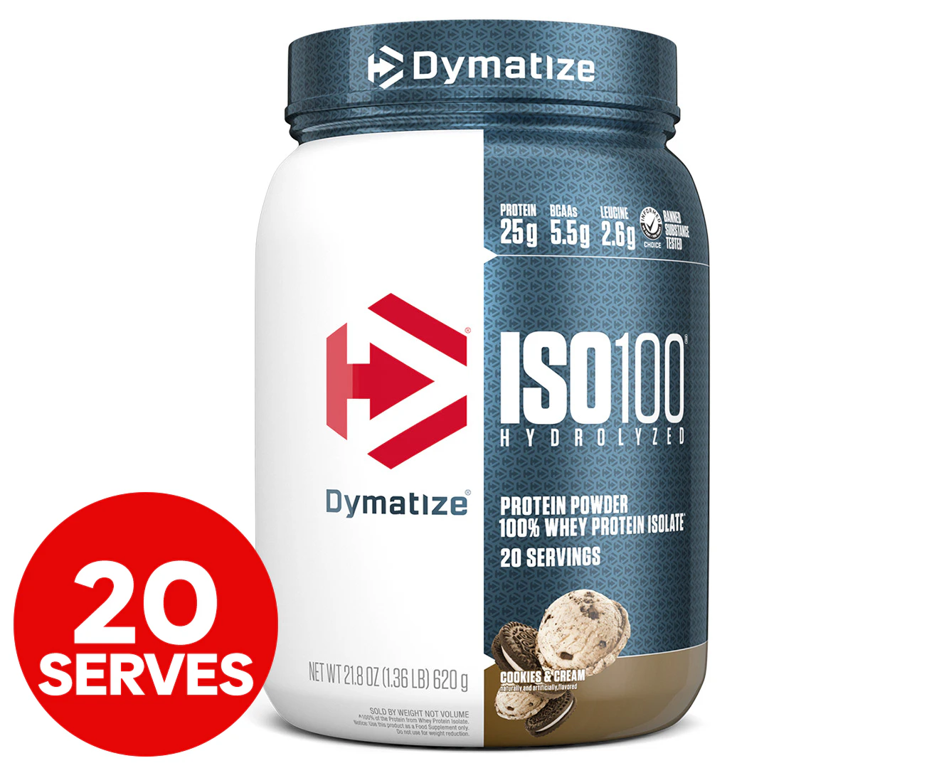 Dymatize ISO100 Hydrolyzed Whey Protein Powder Cookies & Cream 640g / 20 Serves