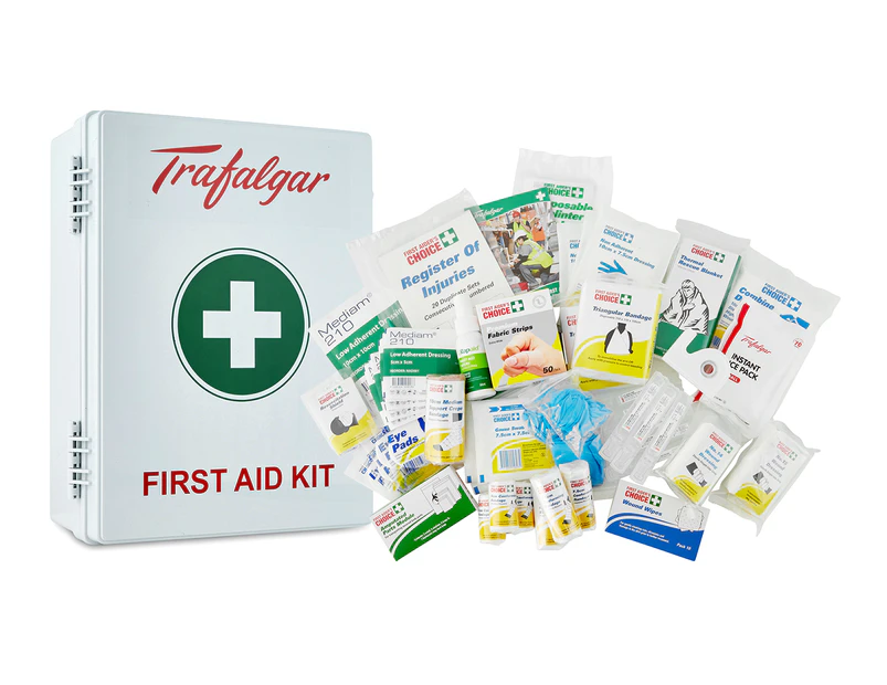 Trafalgar Workplace First Aid Kit w/ Plastic Case & Wall Mount
