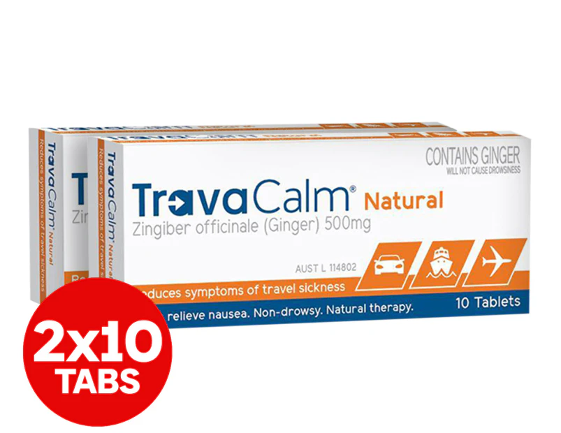 2 x 10pk TravaCalm Natural Travel Sickness Tablets