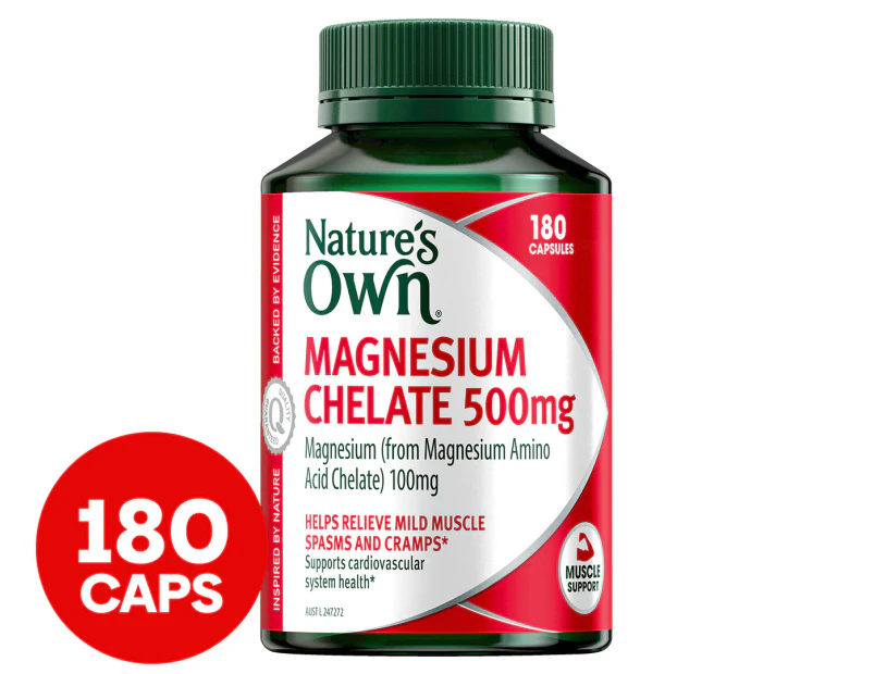 Nature's Own Magnesium Chelate 500mg for Muscle Health 180 Capsules