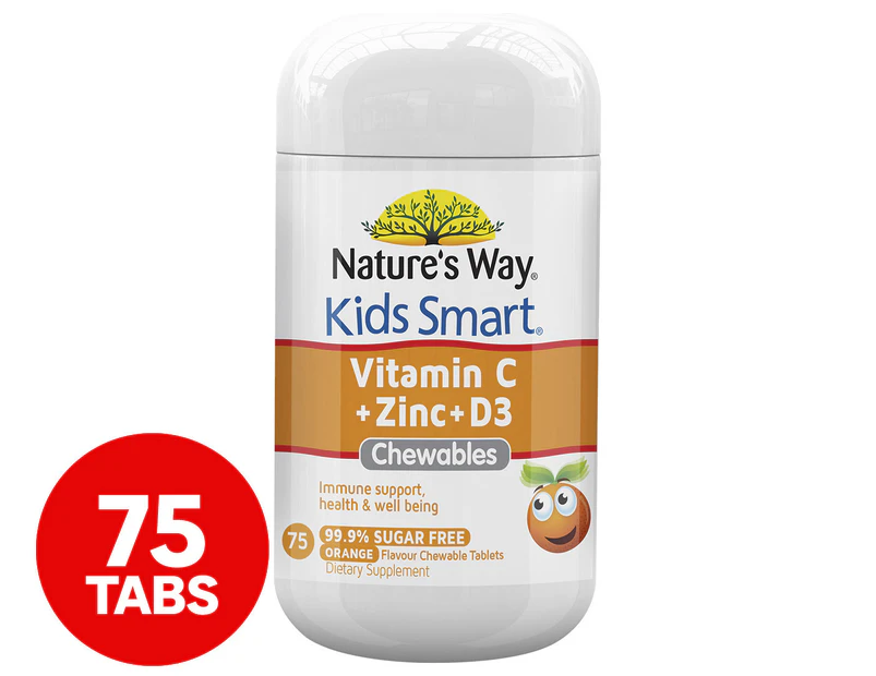 Nature's Way Kids Smart Vitamin C + Zinc + D3 Orange 75 Tabs