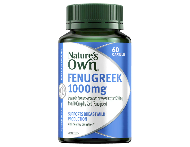 Nature's Own Fenugreek 1000mg for Breast Milk Production Support 60 Capsules