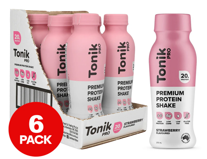 6 x Tonik Pro Premium Protein Shake Strawberry 375mL