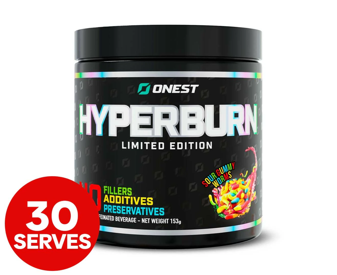 Onest Hyperburn Elite Fat Burner Sour Gummy Worms 153g / 30 Serves