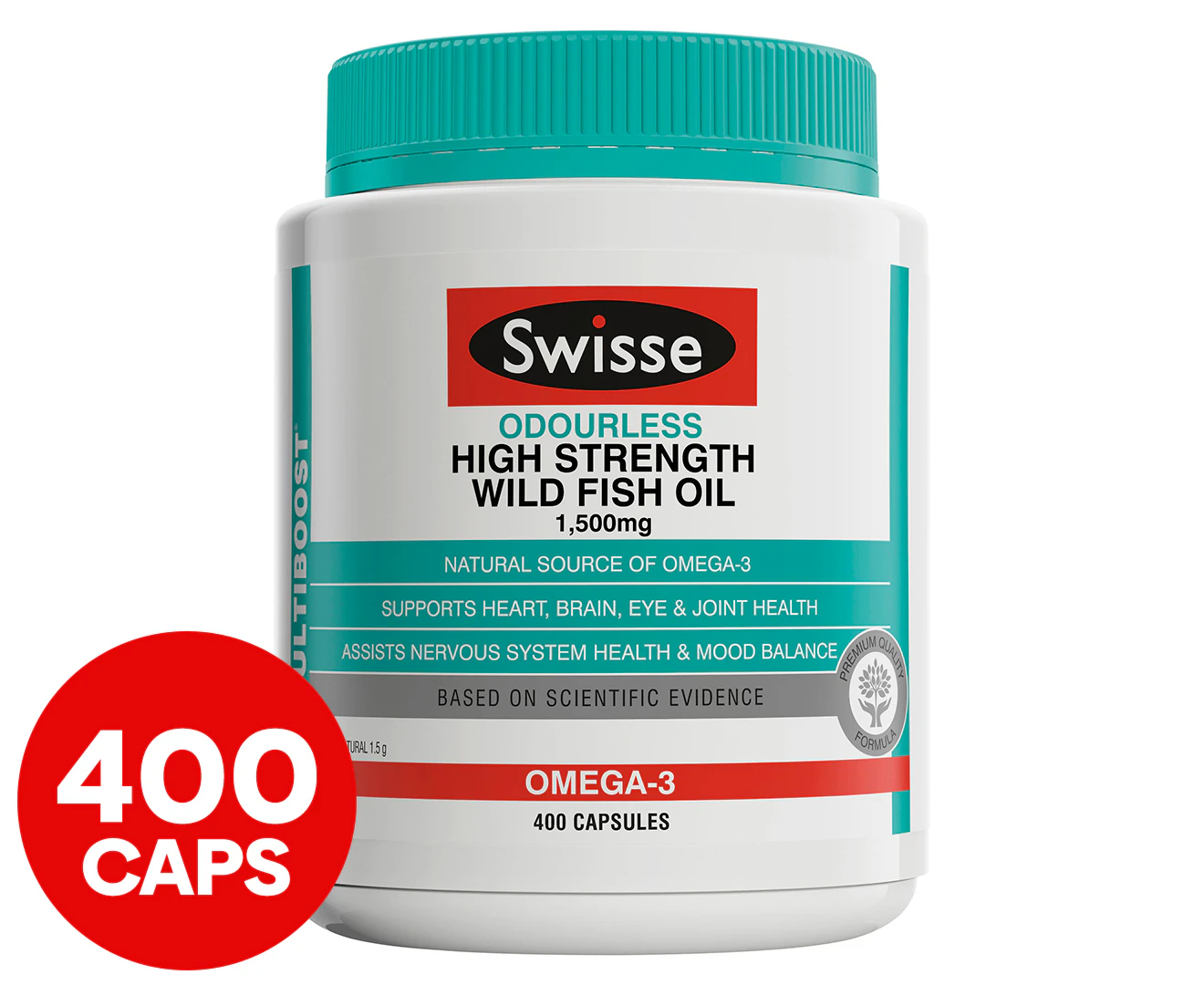 Swisse Ultiboost Odourless High Strength Wild Fish Oil 400 Capsules