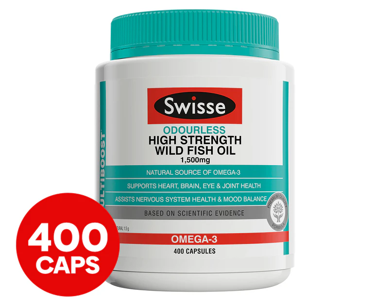 Swisse Ultiboost High Strength Odourless Wild Fish Oil 1500mg 400 Caps