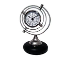 SSH COLLECTION Halafax Bond Street Globe Small Round Desk Clock - Nickel with White Face