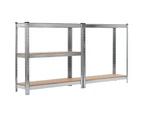 vidaXL Storage Shelves 2 pcs Silver 90x30x180 cm Steel and MDF