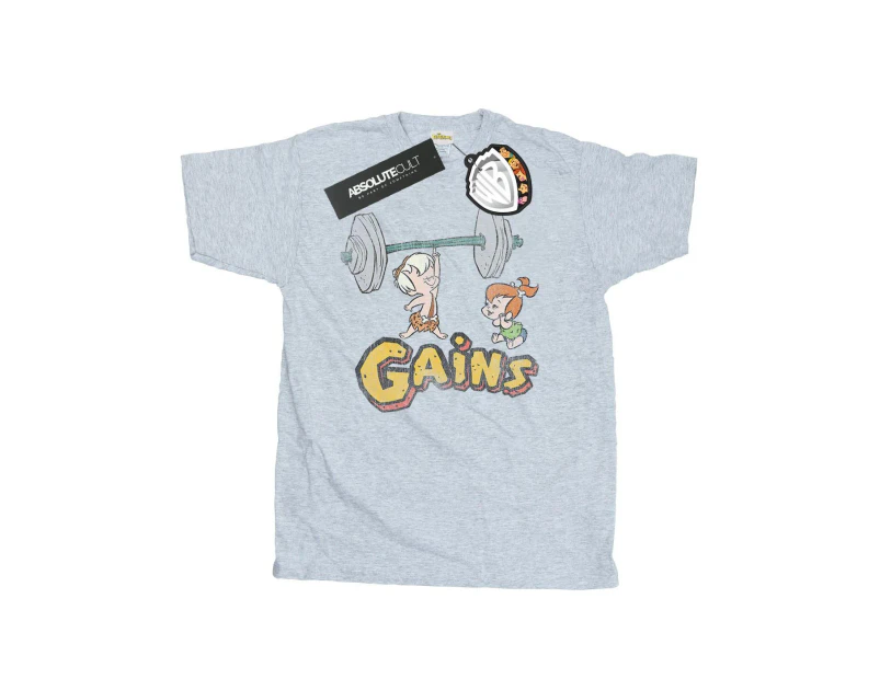 The Flintstones Mens Bam Bam Gains Distressed T-Shirt (Sports Grey) - BI25049