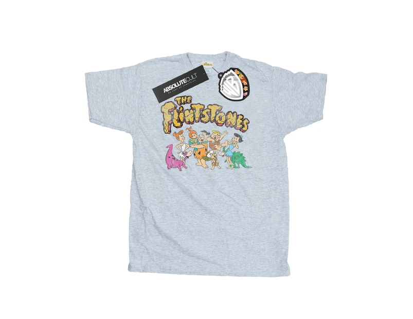 The Flintstones Mens Group Distressed T-Shirt (Sports Grey) - BI25063