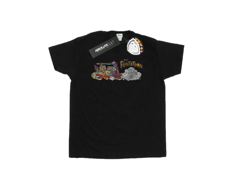The Flintstones Mens Family Car Distressed T-Shirt (Black) - BI25080