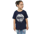 Marvel Comics Girls Logo Character Infill Cotton T-Shirt (Navy Blue) - BI26774