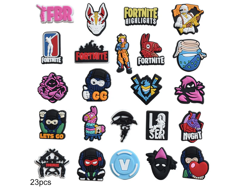 23PCS Fortnite Cartoon Shoes Charms For Croc DIY Shoes Decoration