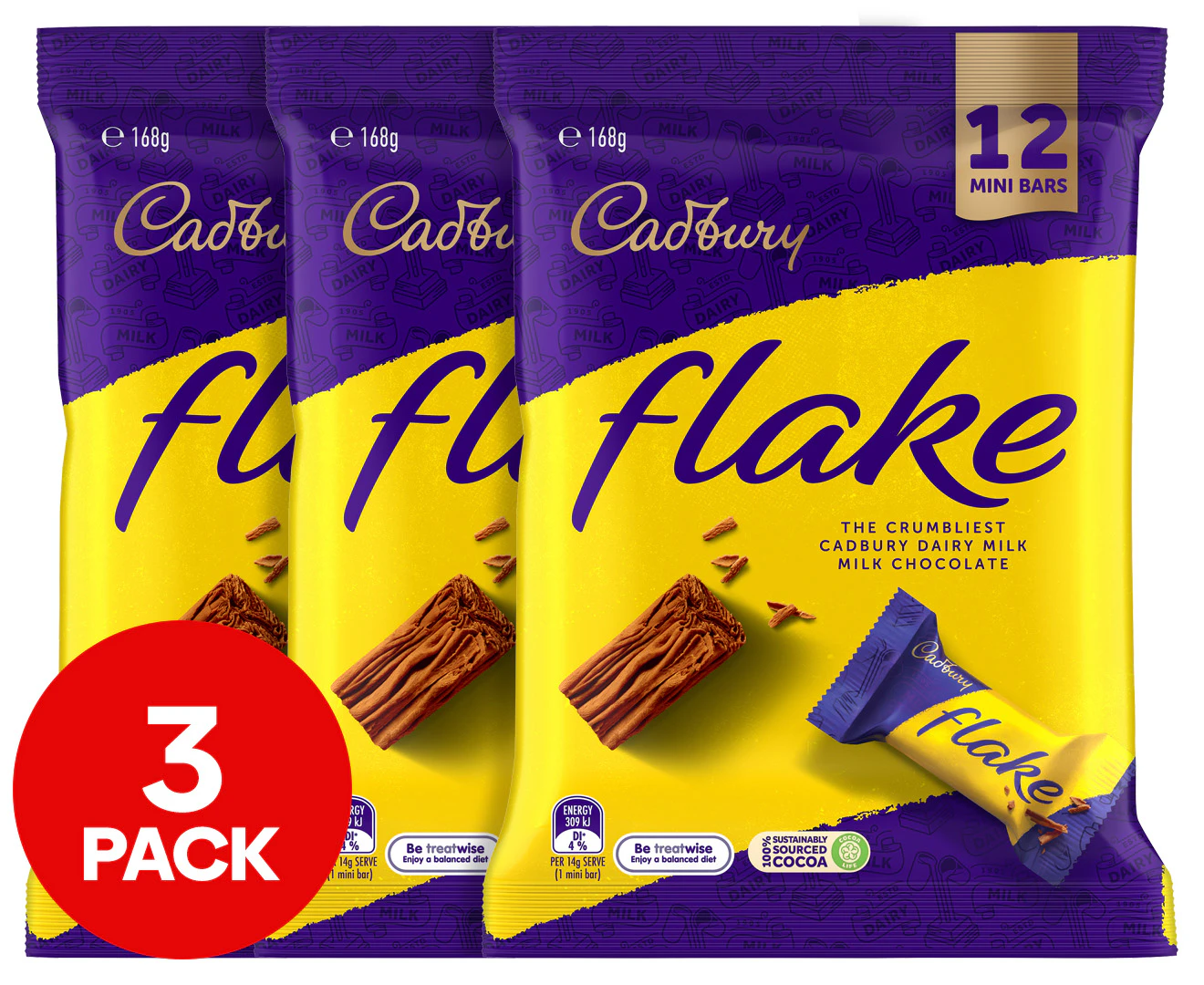 3 x 12pk Cadbury Flake Share Pack 168g