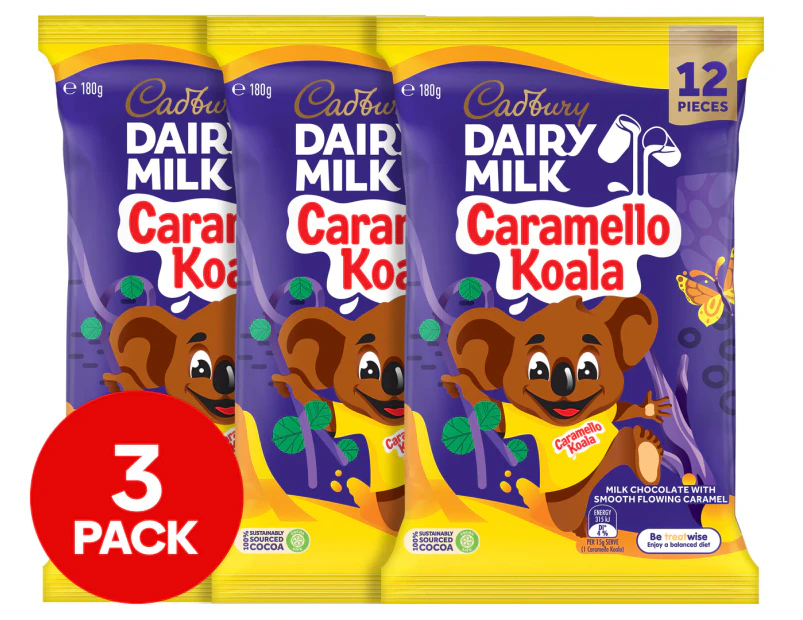 3 x Cadbury Dairy Milk Caramello Koala Share Pack 180g