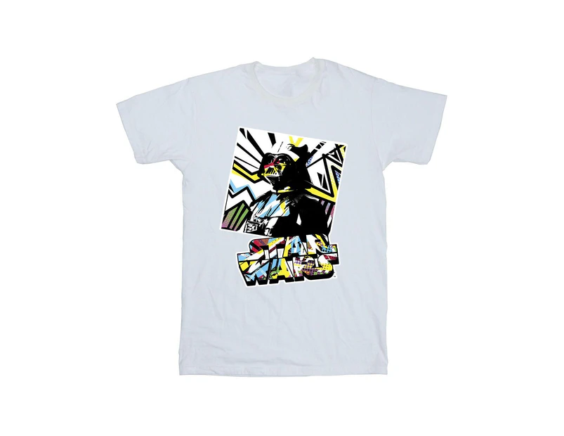 Star Wars Boys Vader Water Colour Pop Art T-Shirt (White) - BI36114