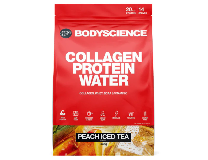 BSc Collagen Protein Water Powder Peach Iced Tea 350g / 14 Serves