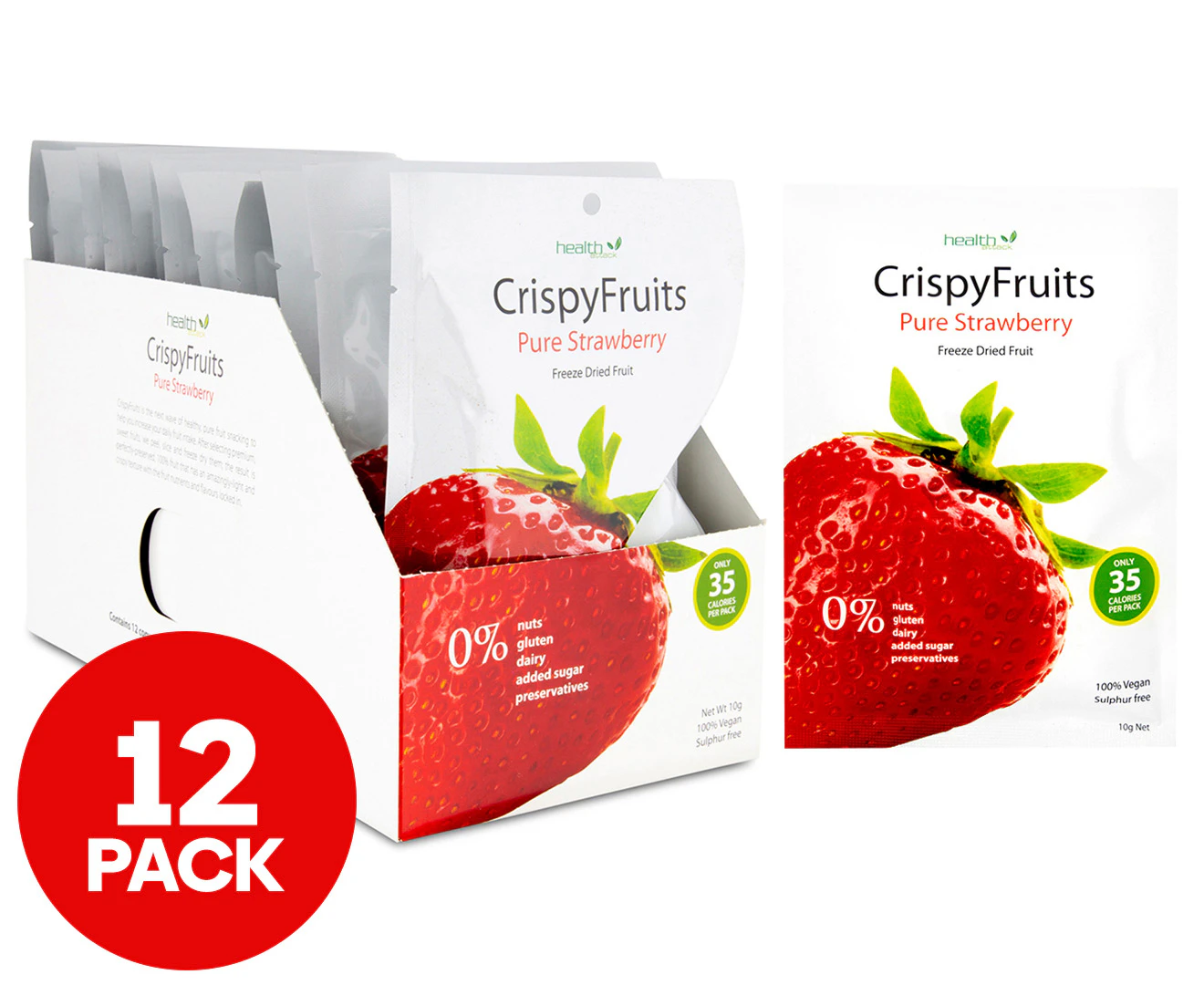 12 x CrispyFruits Freeze Dried Pure Strawberry 10g