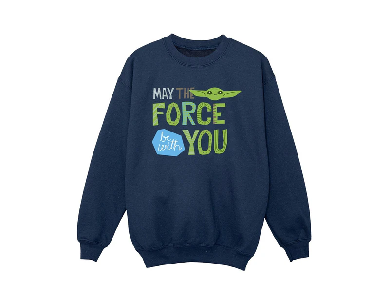 Star Wars Boys The Mandalorian May The Force Be With You Sweatshirt (Navy Blue) - BI36339