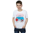 Star Wars Boys The Last Jedi Action Scene T-Shirt (White) - BI36346