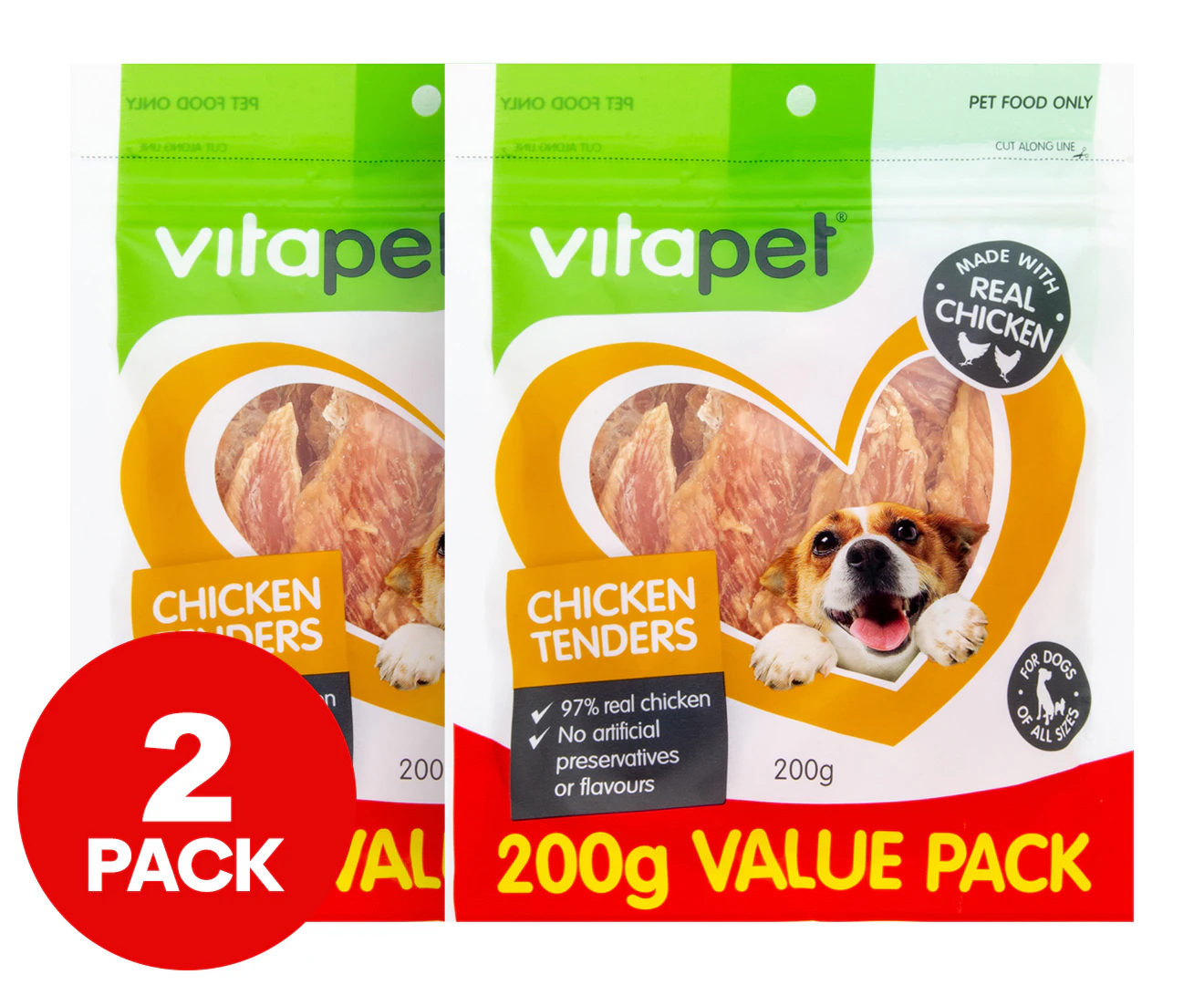 2 x Vitapet Value Pack Chicken Tenders 200g