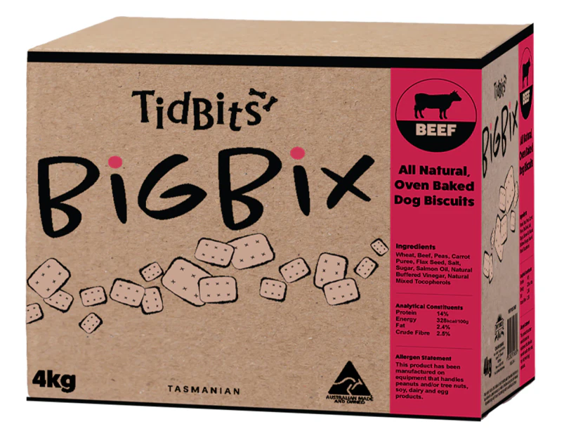 Tidbits Big Bix Dog Biscuits Beef 4kg