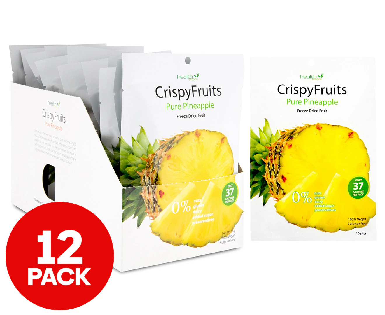 12 x CrispyFruits Freeze Dried Pure Pineapple 10g