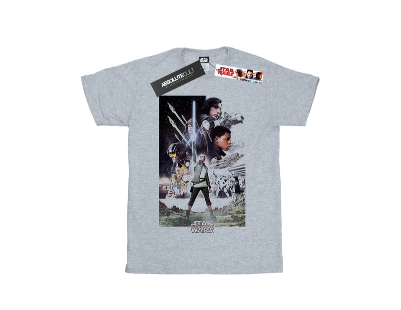 Star Wars Boys The Last Jedi Character Poster T-Shirt (Sports Grey) - BI36528