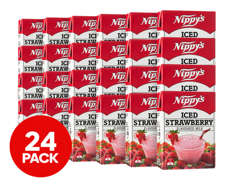 24 x Nippy's Flavoured Milk Iced Strawberry 375mL