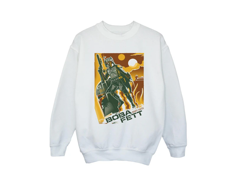 Star Wars Girls Boba Fett Collage Sweatshirt (White) - BI36809