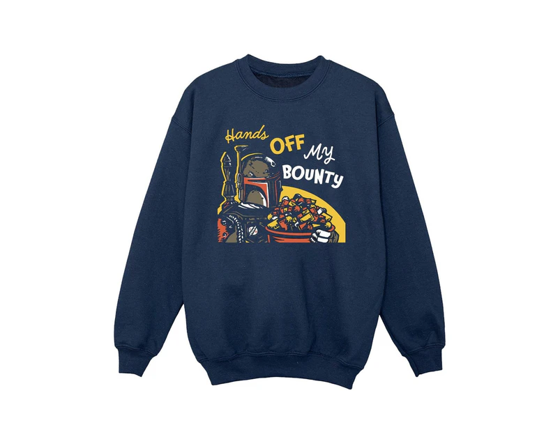 Star Wars Girls Boba Fett Hands Off My Bounty Sweatshirt (Navy Blue) - BI36861
