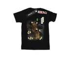 Star Wars Girls The Last Jedi Japanese Chewbacca Porgs Cotton T-Shirt (Black) - BI38542