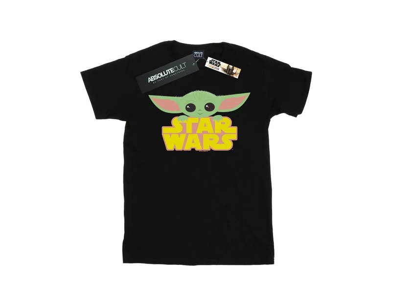 Star Wars Girls The Mandalorian The Child And Logo Cotton T-Shirt (Black) - BI38949