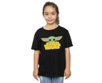 Star Wars Girls The Mandalorian The Child And Logo Cotton T-Shirt (Black) - BI38949