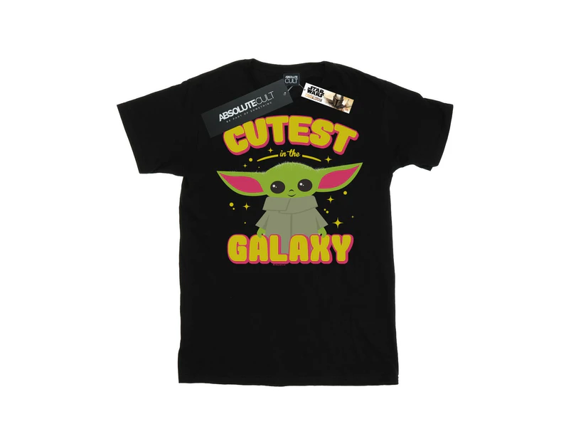 Star Wars Girls The Mandalorian Cutest In The Galaxy Cotton T-Shirt (Black) - BI38948
